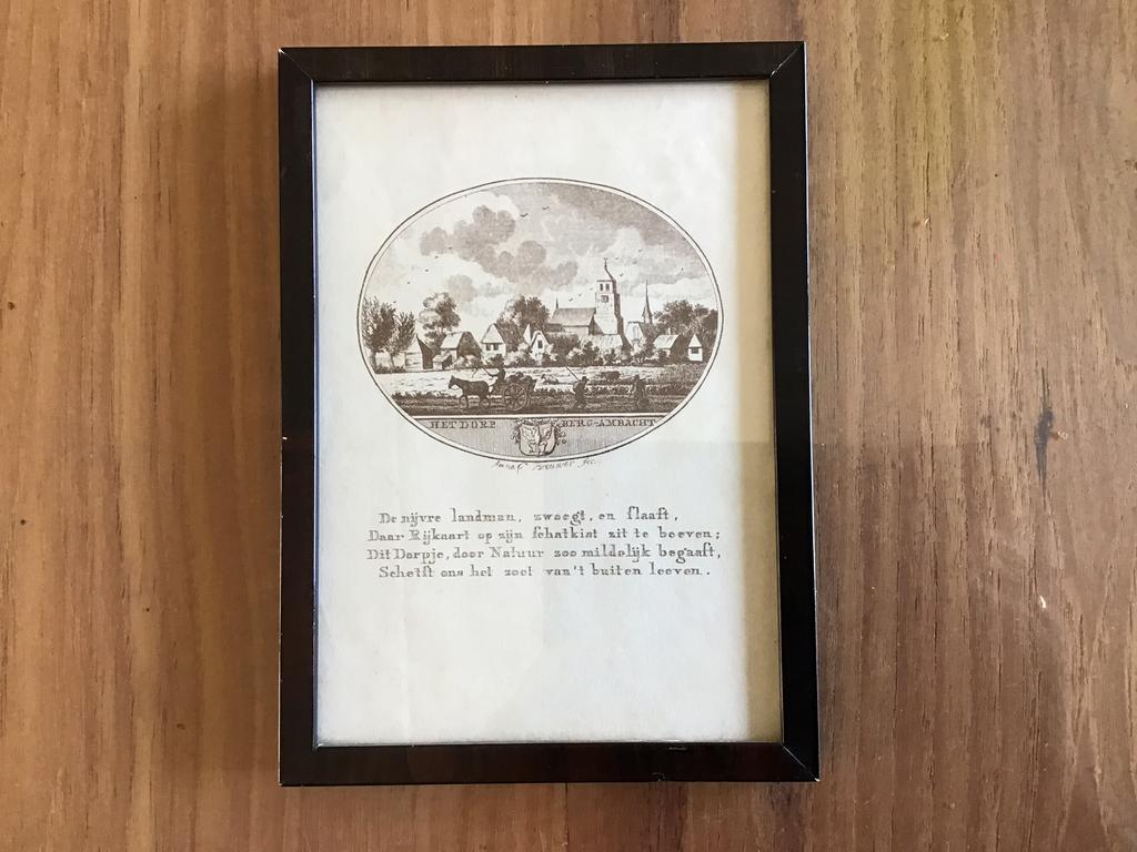 Antieke Ets Bergambacht, Antiek en Kunst, Kunst | Etsen en Gravures, Ophalen of Verzenden