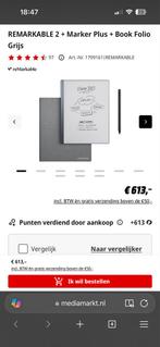 Remarkable 2 + Marker Plus + Book Folio Grijs, Computers en Software, Ophalen, 8 GB, Touchscreen, Nieuw