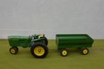 Oude metalen speelgoed John Deere tractor / trekker met aanh, Antiek en Kunst, Antiek | Speelgoed, Ophalen of Verzenden
