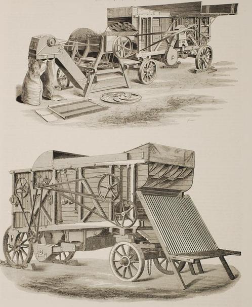 Dorsmachine - Antieke illustratie (1879), Verzamelen, Foto's en Prenten, Zo goed als nieuw, Voor 1940, Verzenden