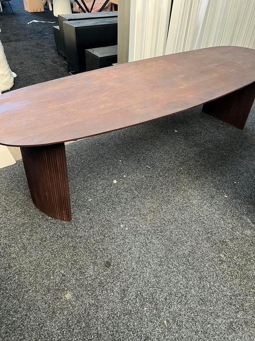 Eettafel Japandi deens ovaal 300cm - mangohout bruin, Huis en Inrichting, Tafels | Eettafels, Nieuw, 100 tot 150 cm, 200 cm of meer