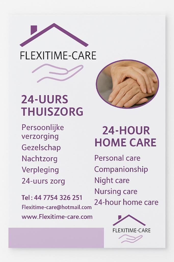 Flexitime home care., Diensten en Vakmensen, Thuiszorg en Kraamhulp, Gehandicaptenzorg, Ouderenzorg, Sociale zorg, Ziekenzorg