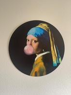 Decopaneel Meisje met Parel en Kauwgom - Ø70 cm, Ophalen of Verzenden, Zo goed als nieuw