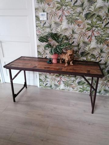 Opklapbare tafel bijzettafel robuust zwaar oud reclaimed  beschikbaar voor biedingen