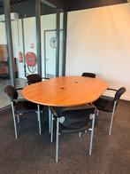 Tafel 140x210 met 5 zwarte stoelen, Ophalen, Gebruikt, 100 tot 150 cm, 200 cm of meer