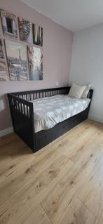 Zwart bed met uitschuifbaar logeerbed, Huis en Inrichting, Slaapkamer | Bedden, Ophalen, Eenpersoons, Zwart, 80 cm