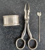 klontjestang,servetring en coctailprikker,zilver, Antiek en Kunst, Verzenden