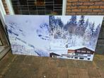 Canvas Sneeuw Ski Kerstdorp Achtergrond 1m x 1m, Ophalen, Zo goed als nieuw