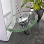 Badkamer kraan, wastafelkraan, glas, chroom, mengkraan, rond, Ophalen of Verzenden, Nieuw, Overige typen