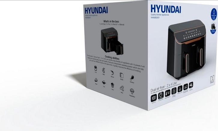 Hyundai Dual Airfryer XXL - Nieuw in doos!, Witgoed en Apparatuur, Airfryers, Nieuw, Airfryer XXL, 1500 gram of meer, Ophalen of Verzenden