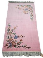 Handgeknoopt Oriental zijde tapijt pink floral 90x155cm