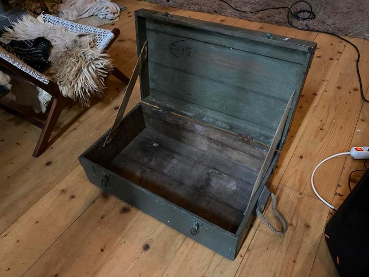 Stoere Legerkist / Munitiekist, Huis en Inrichting, Woonaccessoires | Kisten, Gebruikt, Minder dan 50 cm, 50 tot 100 cm, Overige houtsoorten