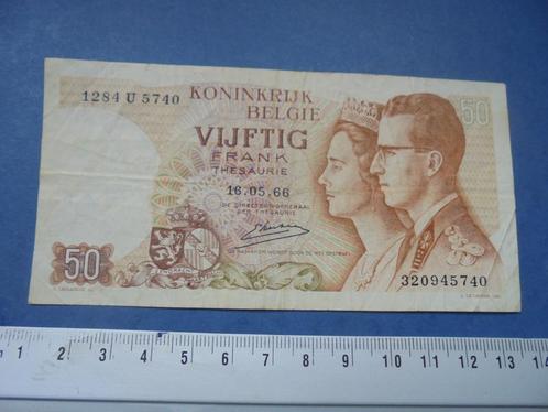 Bankbiljet 50 frank uit België 1966, Postzegels en Munten, Bankbiljetten | Nederland, Los biljet, Ophalen of Verzenden