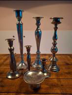 7 metalen zilveren kandelaars, Ophalen of Verzenden, Zilver