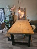 Steigerhouten eettafel met bank, Huis en Inrichting, Tafels | Eettafels, Ophalen, 200 cm of meer, 50 tot 100 cm, Zo goed als nieuw