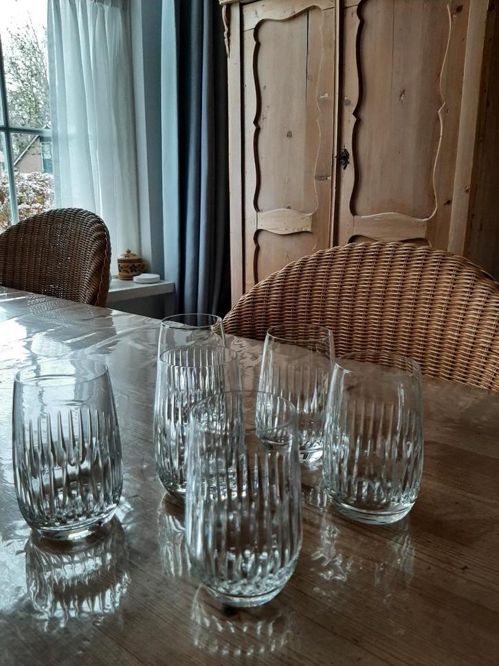 VINTAGE -  SCHOTT ZWIESEL - 6  KRISTALLEN WATERGLAZEN, Huis en Inrichting, Keuken | Servies, Zo goed als nieuw, Glas of Glazen