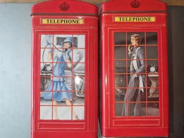 Vintage Engelse Telefooncel Blikken - Set van 2 beschikbaar voor biedingen