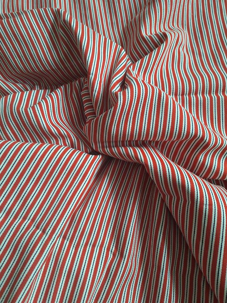 Rode Gestreepte Stof - Keuken Gordijn, Hobby en Vrije tijd, Stoffen en Lappen, Nieuw, Katoen, 120 cm of meer, 200 cm of meer, Rood