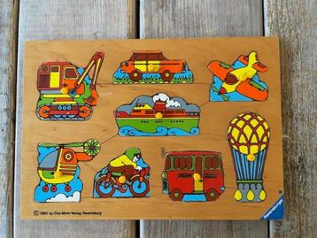Vintage houten puzzel Ravensburger 1980. Voertuigen. beschikbaar voor biedingen