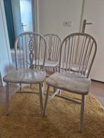 4x vintage houten eetkamerstoelen, Ophalen, Gebruikt, Wit, Vintage