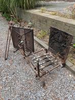 Complete Brocante Haardset - Schitterende Haardplaat, Huis en Inrichting, Haarden, Ophalen, Zo goed als nieuw, Houthaard