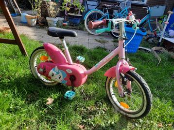 KinderFiets Decathlon roze unicorn met zijwieltjes  beschikbaar voor biedingen