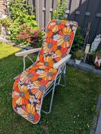 Vintage Tuinstoel - jaren 70 - oranje bloemenpatroon, Ophalen