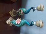 2 Pauwenkandelaars 29cm; handgemaakte tafelkandelaars, Overige kleuren, 25 tot 50 cm, Nieuw, Ophalen of Verzenden