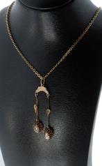 14k gouden antieke ketting hanger grote peergeslepen diamant, Ophalen of Verzenden, Goud, Hanger, Met edelsteen