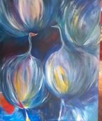Tulpen in kleurrijk acryl   serie van 6.   1.00 bij 1.20mtr., Antiek en Kunst, Ophalen