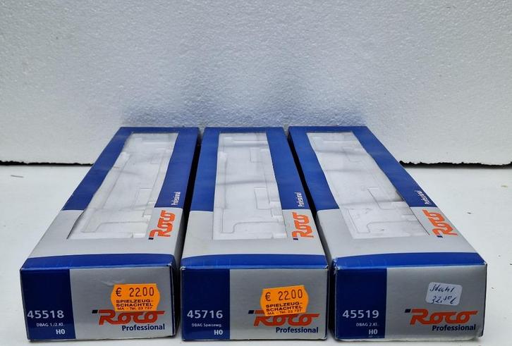 Roco 3 OVP voor rijtuigen tot 28 cm baklengte, Hobby en Vrije tijd, Modeltreinen | H0, Zo goed als nieuw, Wagon, Gelijkstroom