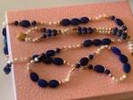 Vintage gouden set ketting /armband Lapis Lazuli parel 14 k, Sieraden, Tassen en Uiterlijk, Kettingen, Verzenden, Zo goed als nieuw