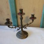 Kandelaar koper kaars standaard brocante 26 cm hoog, Ophalen of Verzenden, Gebruikt, Metaal, 25 tot 50 cm