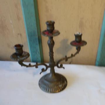 Kandelaar koper kaars standaard brocante 26 cm hoog beschikbaar voor biedingen