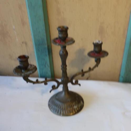 Kandelaar koper kaars standaard brocante 26 cm hoog, Huis en Inrichting, Woonaccessoires | Kandelaars en Kaarsen, Gebruikt, 25 tot 50 cm