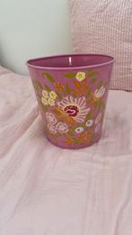 Roze prullenbakje met print, Huis en Inrichting, Woonaccessoires | Prullenbakken, Ophalen, Zo goed als nieuw, Metaal, Minder dan 50 cm