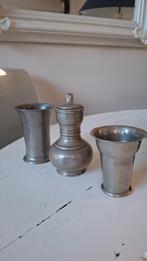 Antieke Tinnen Vaasjes en Pul, Antiek en Kunst, Antiek | Tin, Ophalen of Verzenden