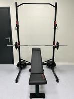 Squat rek / half rack bankdrukken compleet met bankje, Sport en Fitness, Fitnessmaterialen, Ophalen of Verzenden, Zo goed als nieuw
