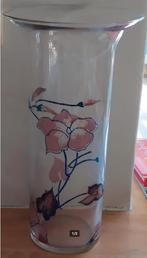 Handbeschilderde glazen bloemenvaas, Huis en Inrichting, Woonaccessoires | Vazen, Overige kleuren, Ophalen of Verzenden, Minder dan 50 cm