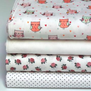 Promo! 6245) 140x50cm katoen uiltjes / rozen / effen wit beschikbaar voor biedingen