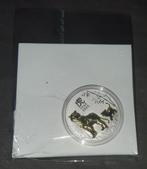 Pert Mint Australian Lunar 1 oz silver tiger coin gilded, Ophalen of Verzenden, Zilver
