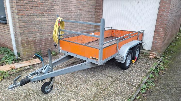 Dubbelasser geremde aanhangwagen - 2000kg - 130x300cm, Auto diversen, Aanhangers en Bagagewagens, Gebruikt, Ophalen