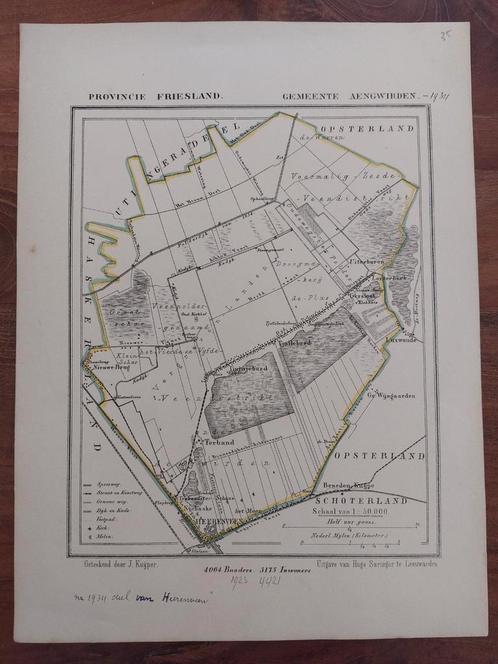 2 / Aengwirden met Heerenveen Litho J. Kuyper 1865, Antiek en Kunst, Kunst | Litho's en Zeefdrukken, Ophalen of Verzenden