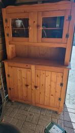 Houten buffetkast met glazen deuren, Ophalen, Gebruikt, 25 tot 50 cm, Grenenhout