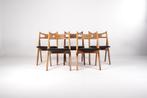 Set van 5 Deense CH29 “Sawbuck” stoelen – Hans J. Wegner, Huis en Inrichting, Stoelen, Ophalen, Gebruikt, Bruin, Mid-century