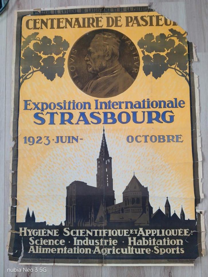 Affiche Internationale Tentoonstelling Strasbourg., Verzamelen, Posters, Gebruikt, Reclame, A1 t/m A3, Rechthoekig Staand, Ophalen of Verzenden