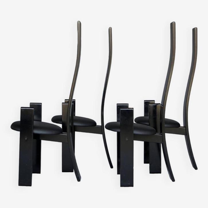 4x Golem Eetkamerstoel, Huis en Inrichting, Stoelen, Gebruikt, Vier, Hout, Zwart, Ophalen