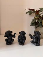 Zwarte 'Horen, Zien, Zwijgen' Aapjes - Decoratie, Verzamelen, Beelden en Beeldjes, Ophalen of Verzenden, Gebruikt, Dier