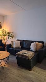 Zwarte leren loungebank - perfecte staat, Ophalen, Zo goed als nieuw, Leer, Modern