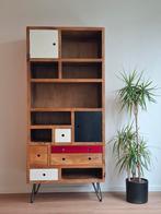 Design unieke vintage houten kast mangohout, Ophalen, 50 tot 100 cm, Zo goed als nieuw, 150 tot 200 cm